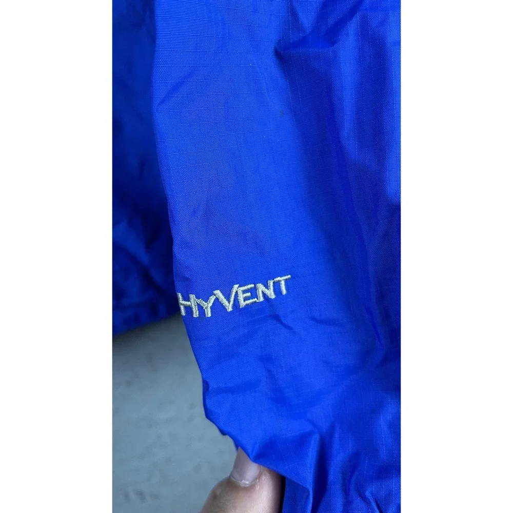 The North Face Rain Jacket Mens L Blue Good HyVent Hooded Waterproof Shell